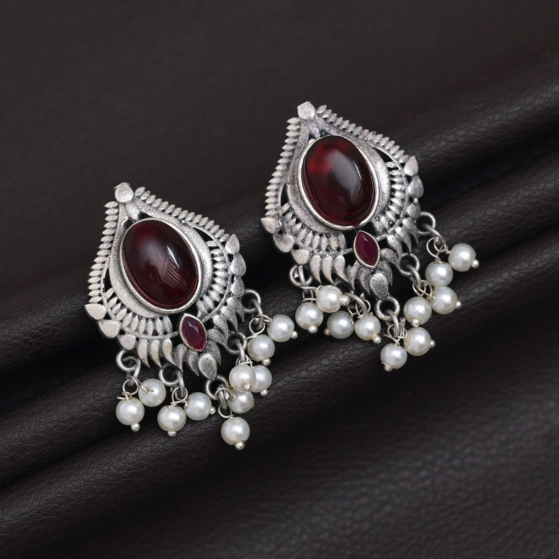 Maroon Color Oxidised Earrings (GSE2970MRN) Jewellery GetGlit