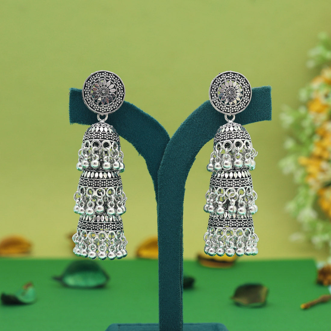 Silver Color Oxidised Earrings (GSE2989SLV) Jewellery GetGlit