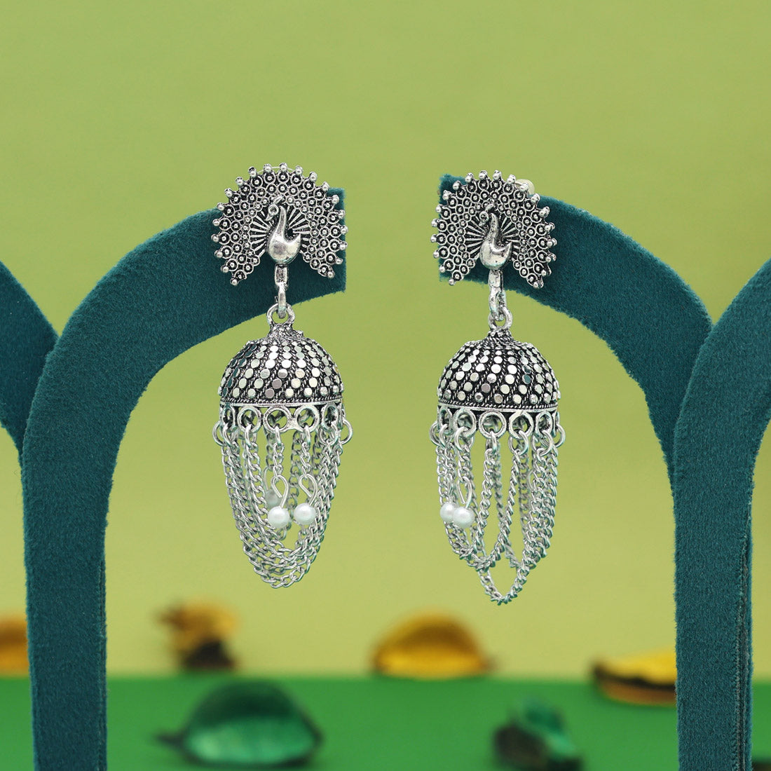 Silver Color Oxidised Earrings (GSE2990SLV) Jewellery GetGlit