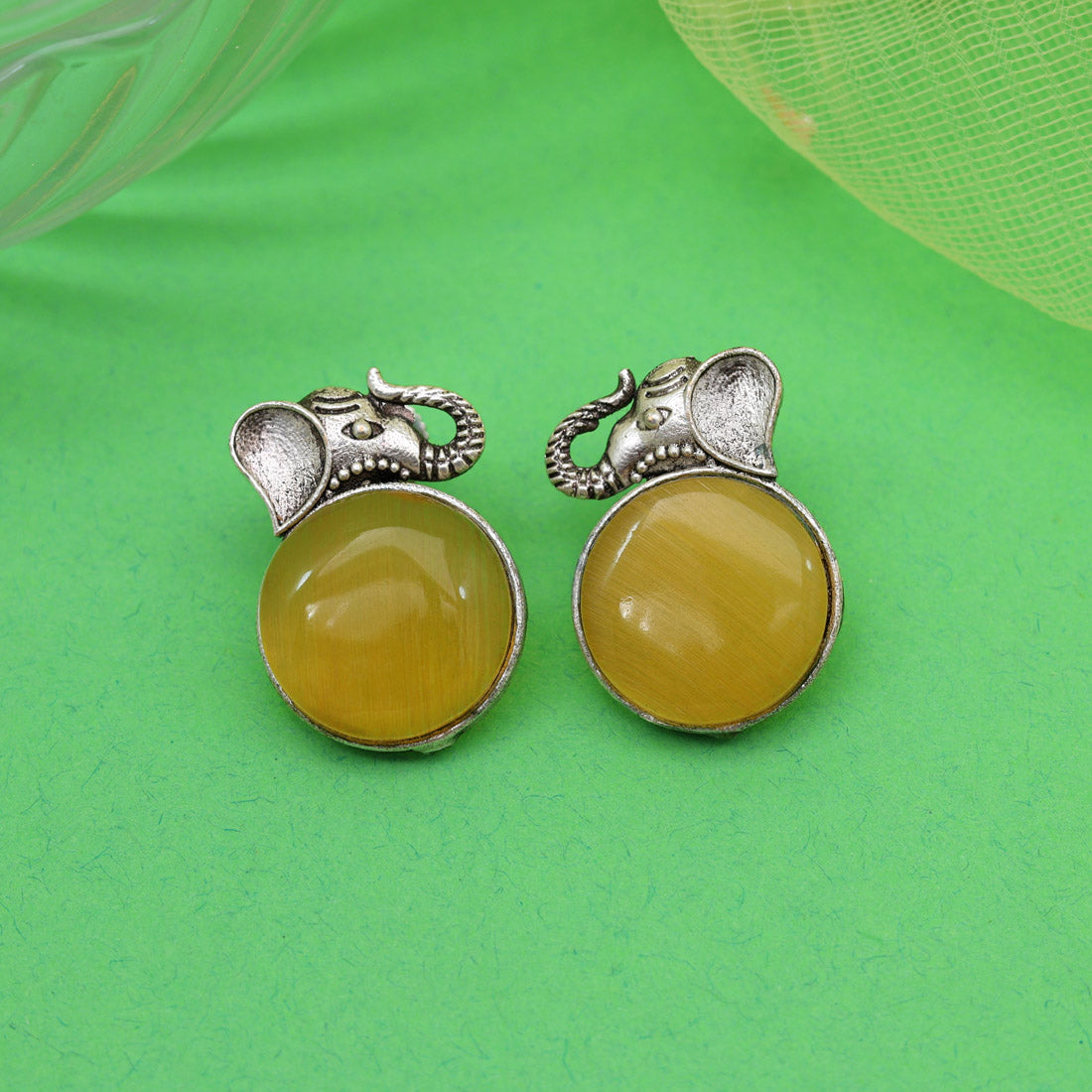 Mustard Yellow Color Oxidised Earrings (GSE2993MYLW) Jewellery GetGlit