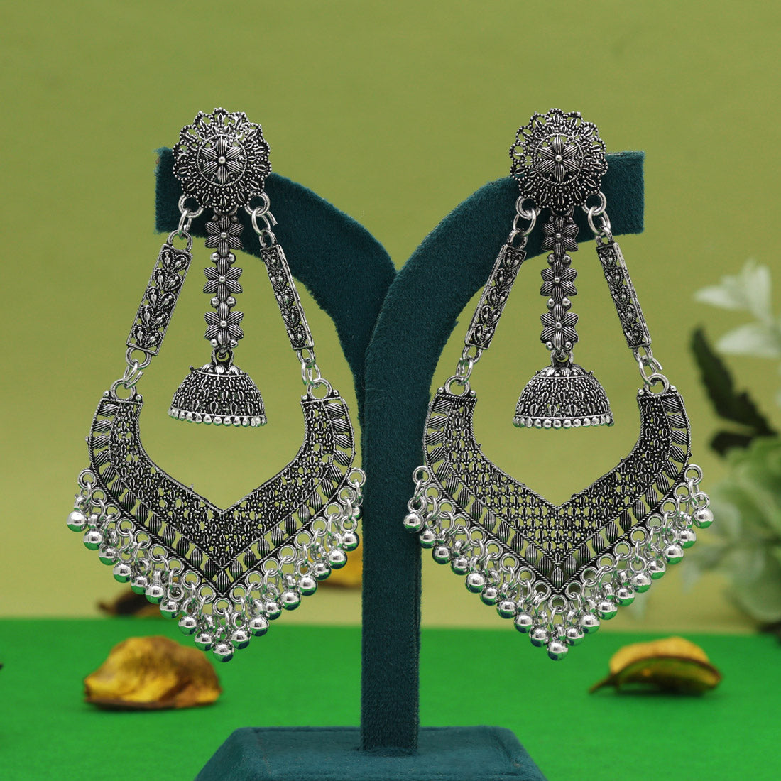 Silver Color Oxidised Earrings (GSE3032SLV) Jewellery GetGlit