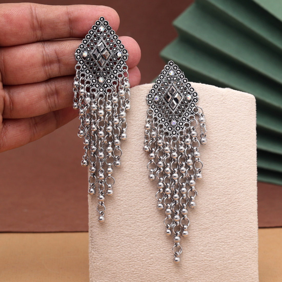 Silver Color Oxidised Earrings (GSE3038SLV) Jewellery GetGlit