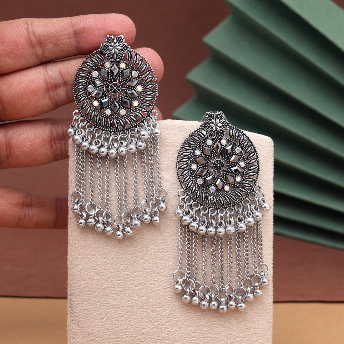 Silver Color Oxidised Earrings (GSE3051SLV) Jewellery GetGlit