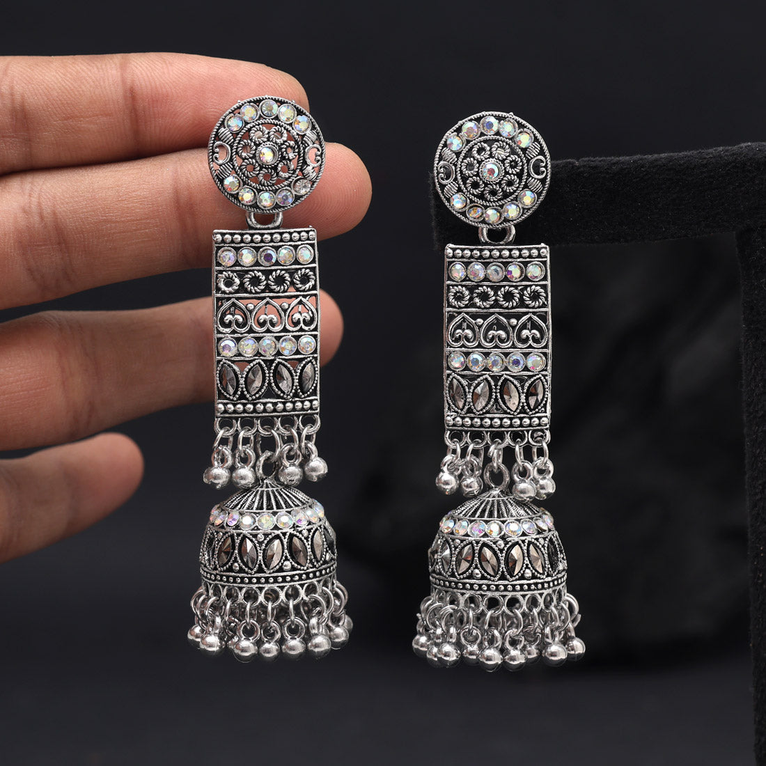 Silver Color Oxidised Earrings (GSE3060SLV) Jewellery GetGlit