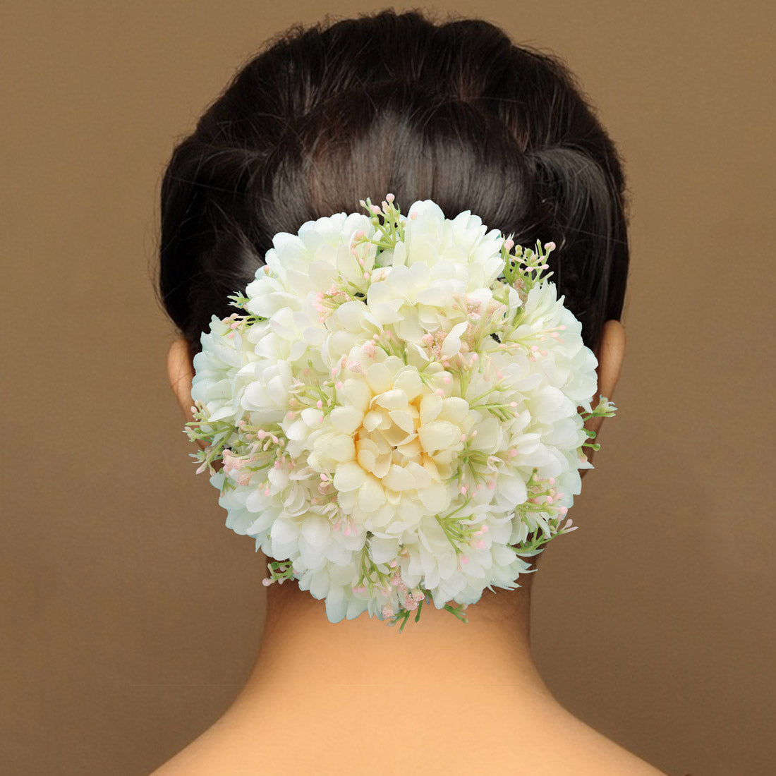 White Color Rose Flower Hair juda//Bun (HRP211WHT) Jewellery GetGlit