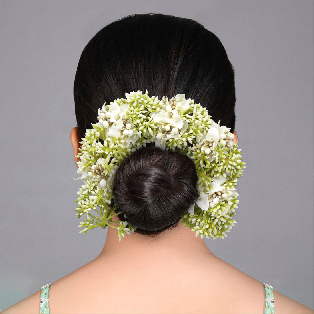 White Color Flower Gajra For Women Hair Pin (HRP222WHT) Jewellery GetGlit