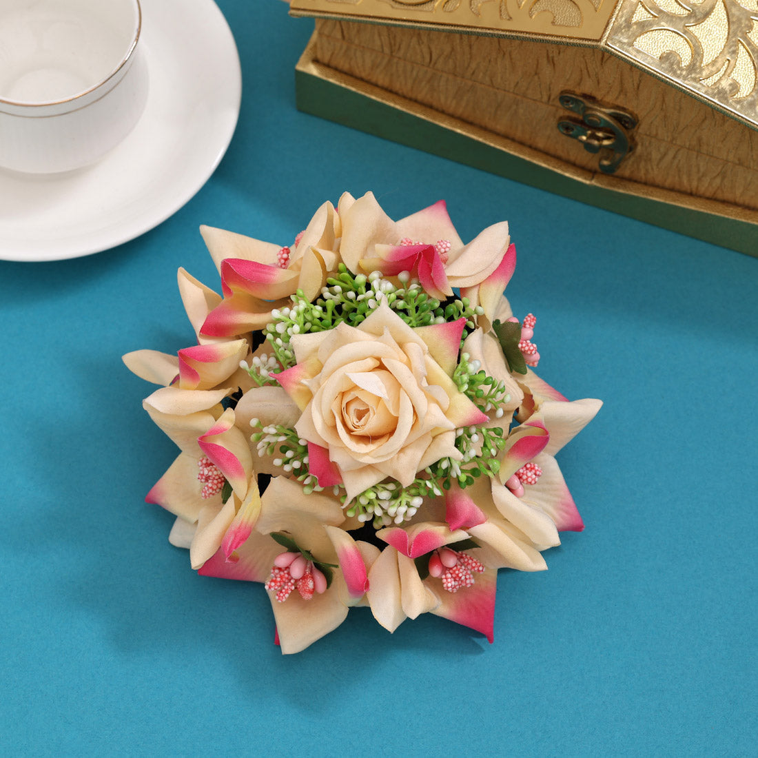 Peach Color Rose Flower Hair juda//Bun (HRP270PCH) Jewellery GetGlit