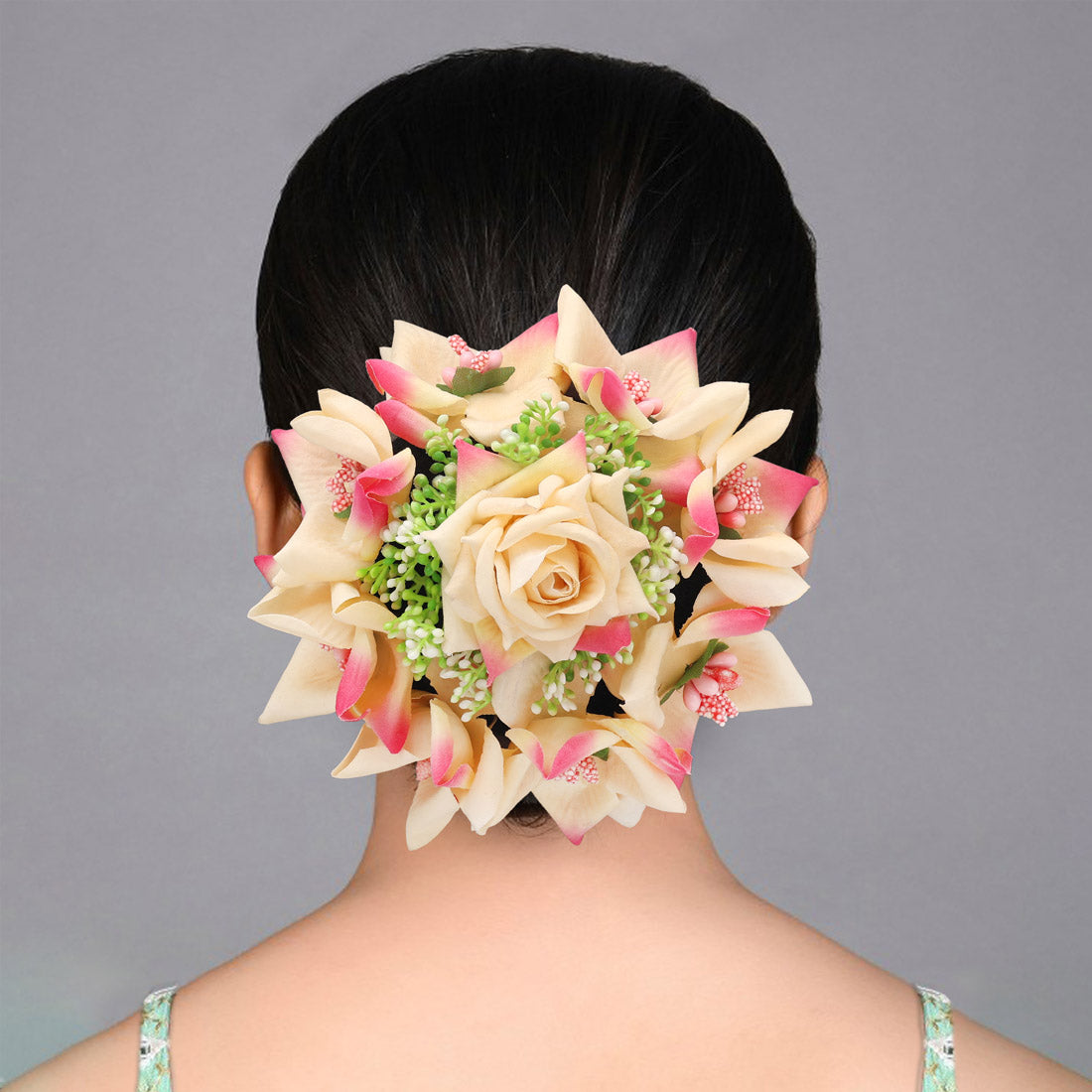 Peach Color Rose Flower Hair juda//Bun (HRP270PCH) Jewellery GetGlit