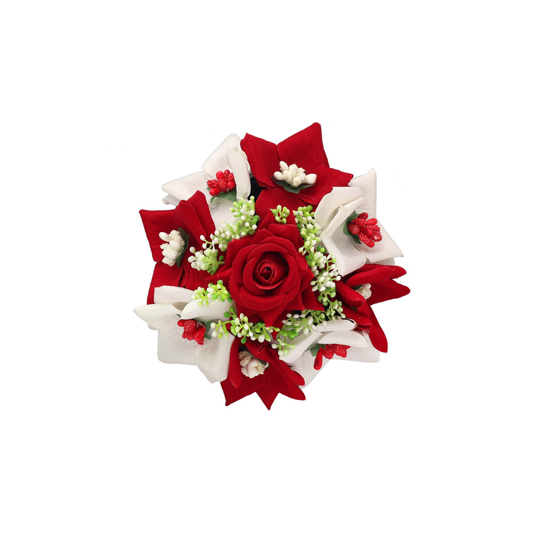 Maroon & White Color Rose Flower Hair juda//Bun (HRP271MRNWHT) Jewellery GetGlit