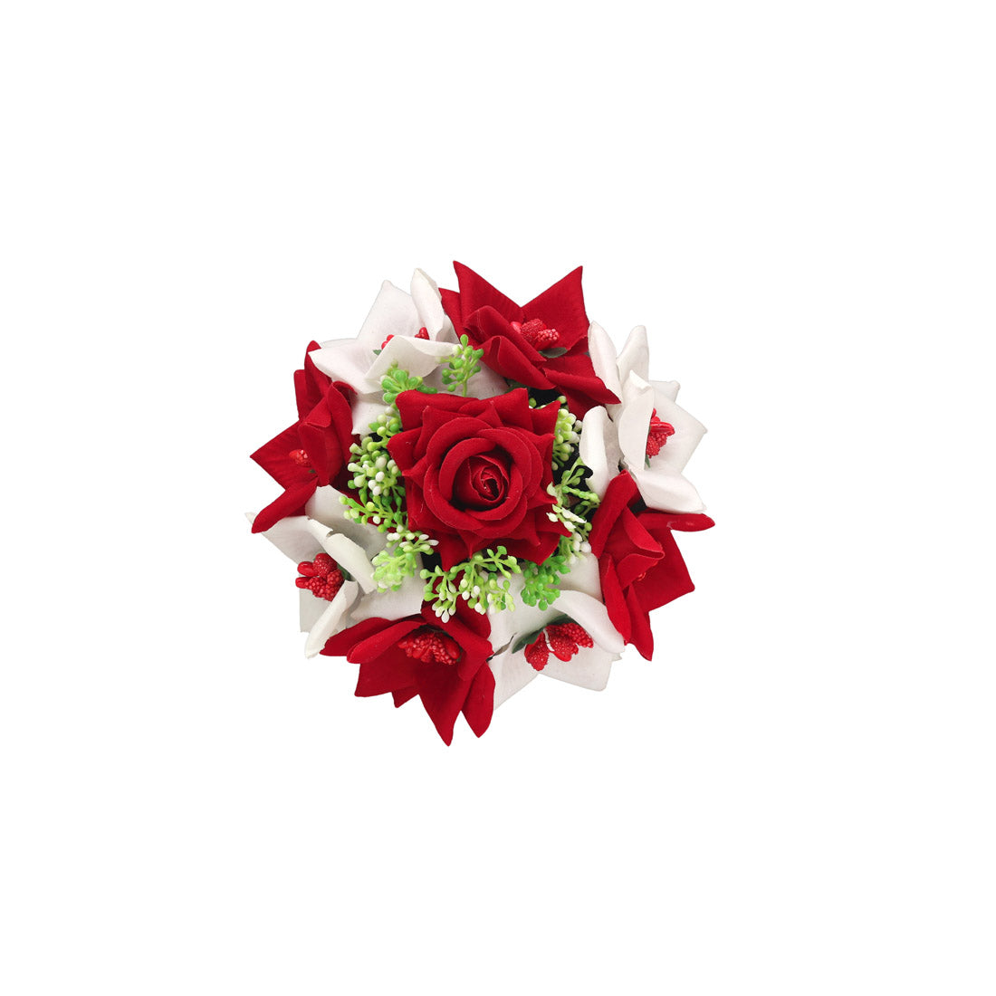 Maroon & White Color Rose Flower Hair juda//Bun (HRP272MRNWHT) Jewellery GetGlit