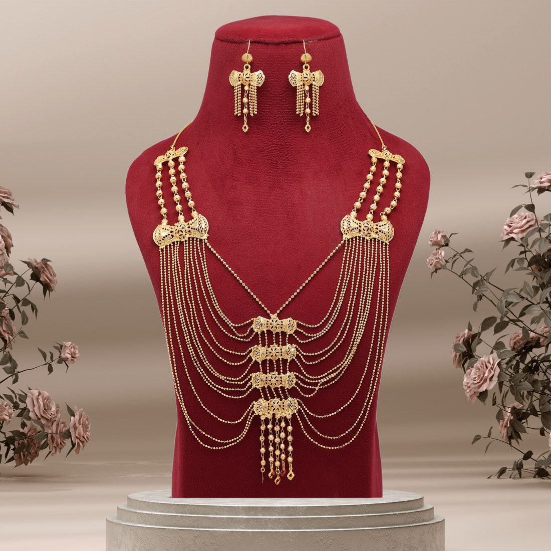 Gold Color Gold Plated Necklace Set Jewellery GlitStudio