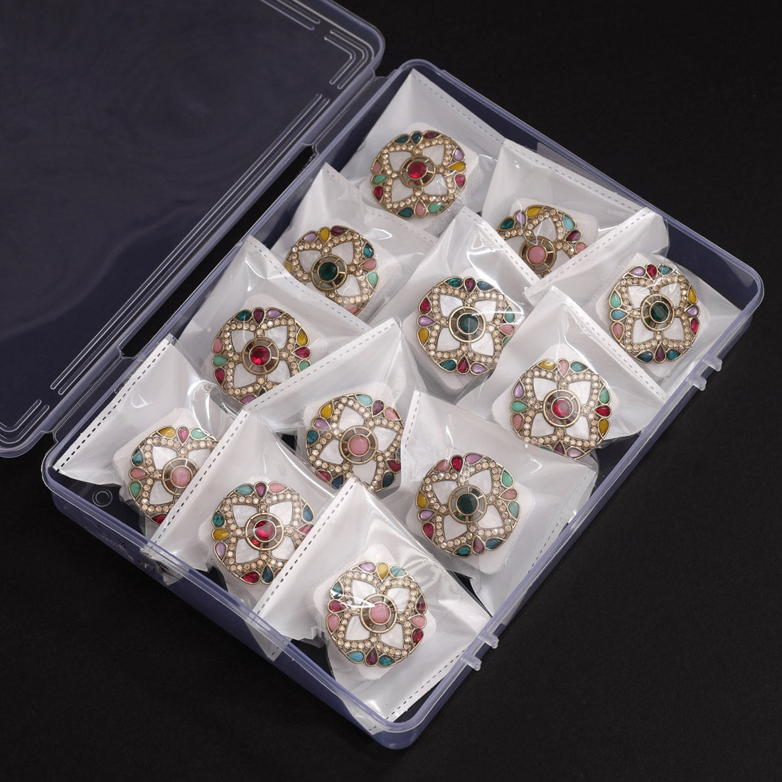 Multi Color Combo of 12 Pieces Of Finger Rings Jewellery GetGlit