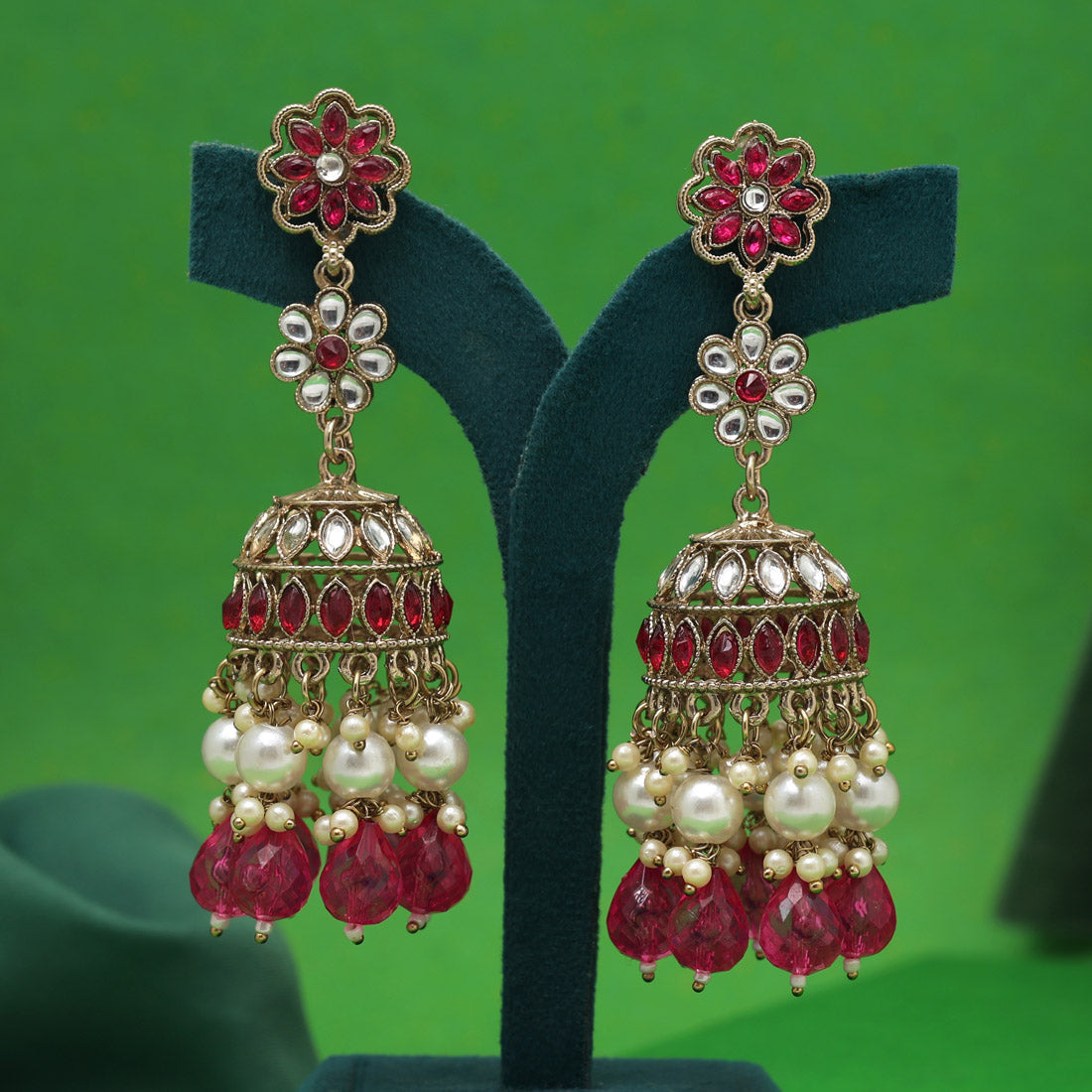 Rani Color Kundan Earrings (KDE1000RNI) Jewellery GetGlit