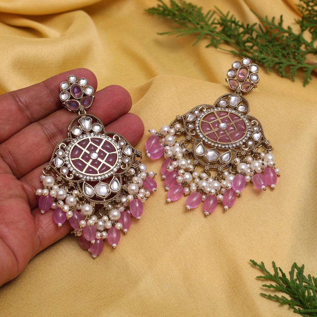 Light Purple Color Kundan Earrings (KDE1003LPRP) Jewellery GetGlit
