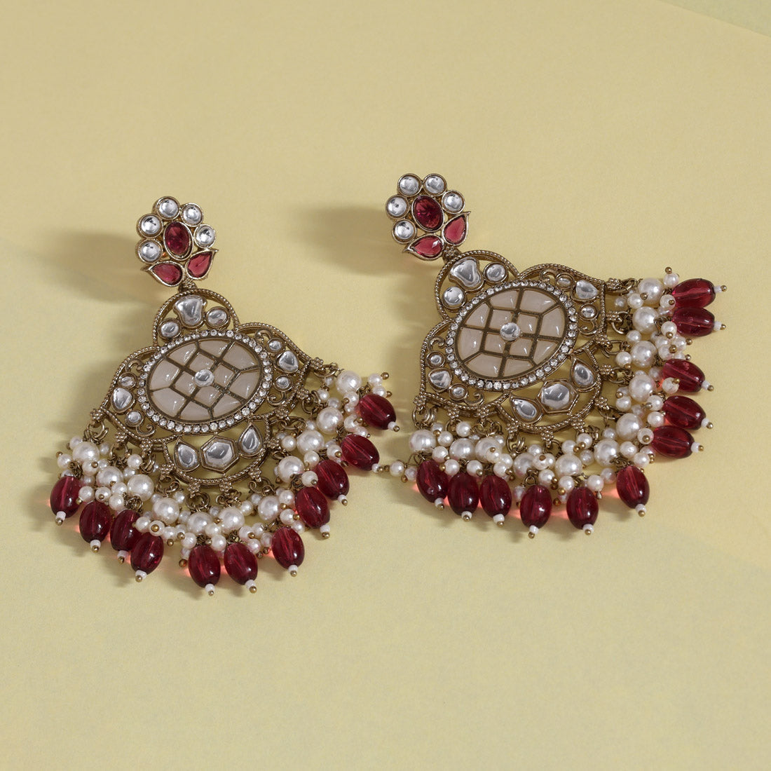Magenta Color Kundan Earrings (KDE1003MNT) Jewellery GetGlit