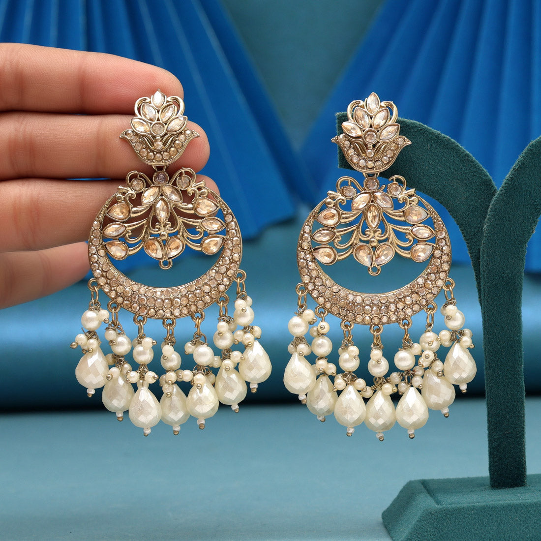 Gold Color Kundan Earrings Jewellery GetGlit
