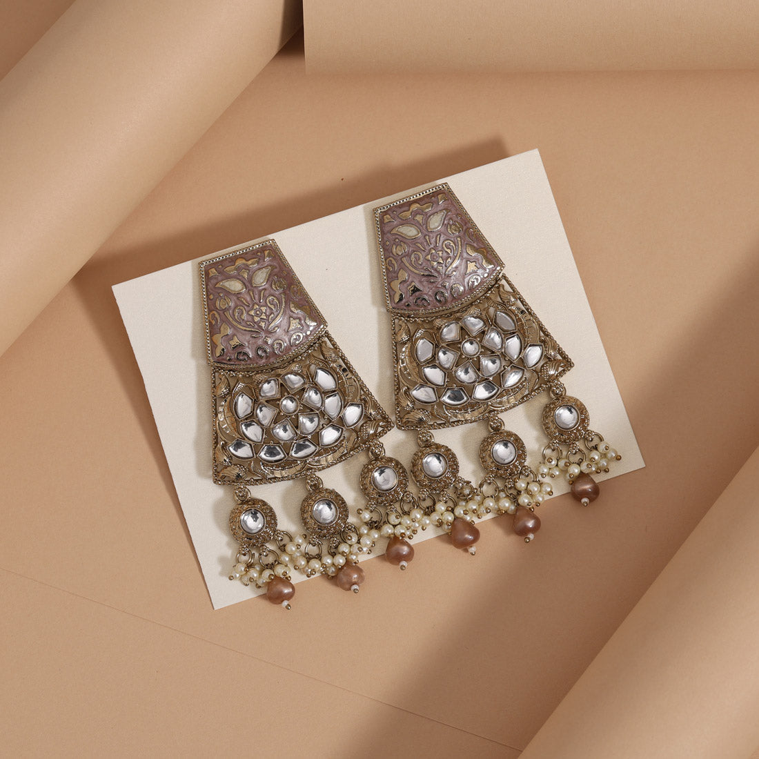 Assorted Color 5 Pairs Meena Work Kundan Earrings Combo (KDE125CMB) Jewellery GetGlit