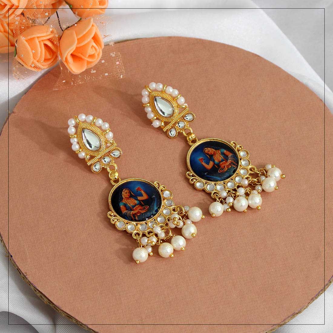 Multi Color Kundan Kundan Earrings (KDE389MLT) Jewellery GetGlit