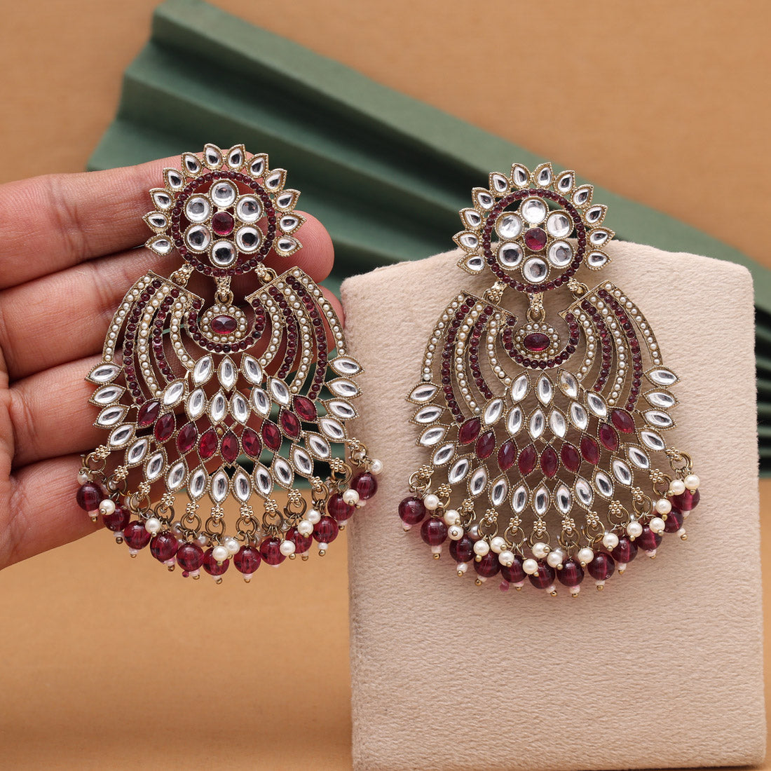 Purple Color Kundan Pakistani Earrings (KDE981PRP) Jewellery GetGlit