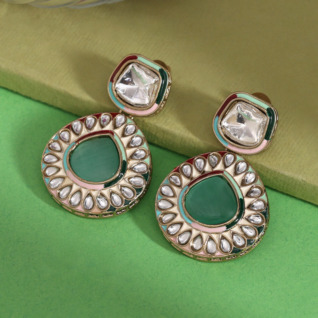 Multi Color Kundan Earrings (KDE999MLT) Jewellery GetGlit