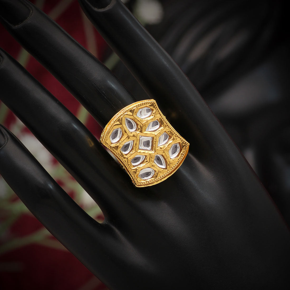 White Color Kundan Ring For Women (KDR114WHT) Jewellery GetGlit