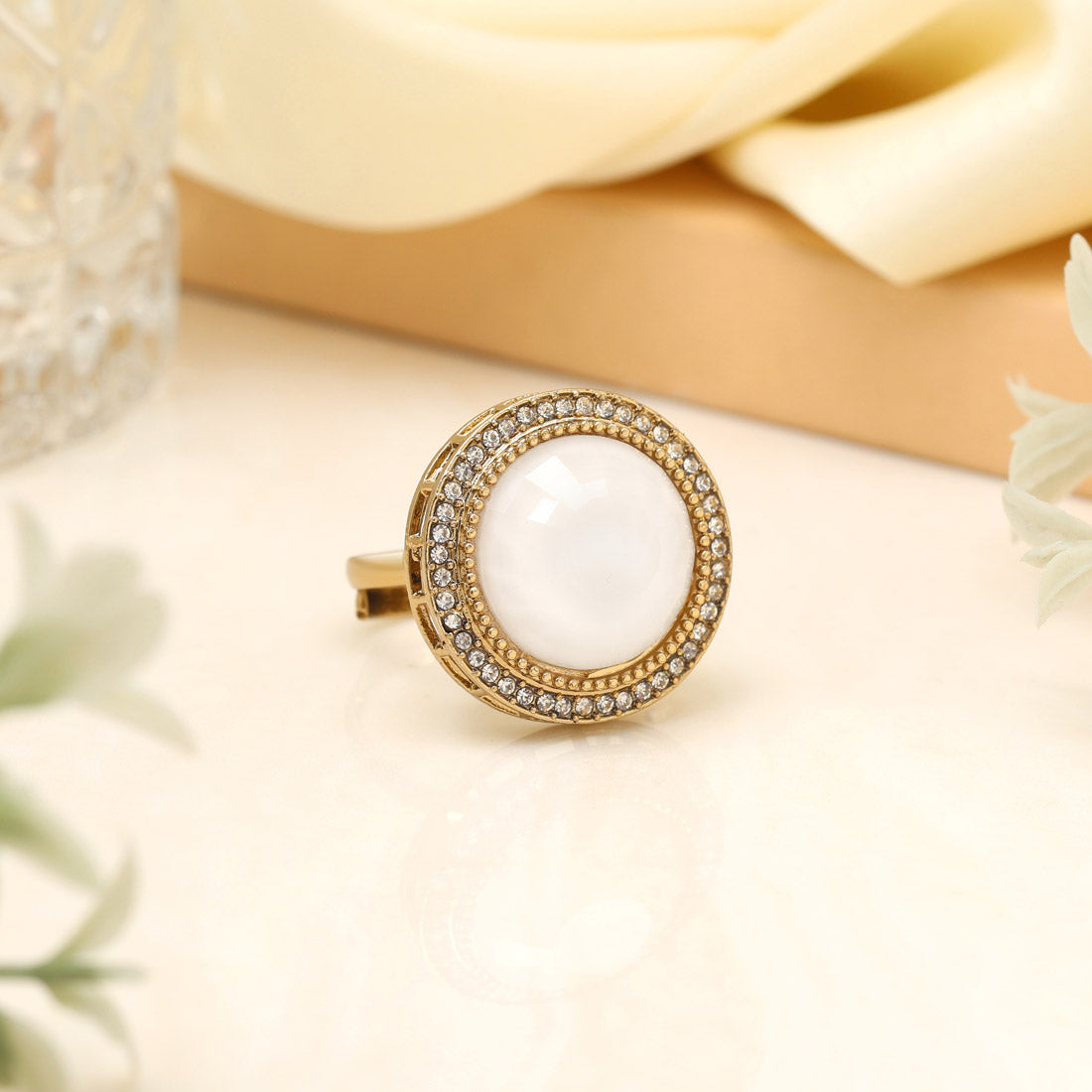 Pure White Color Kundan Ring For Women Jewellery GetGlit