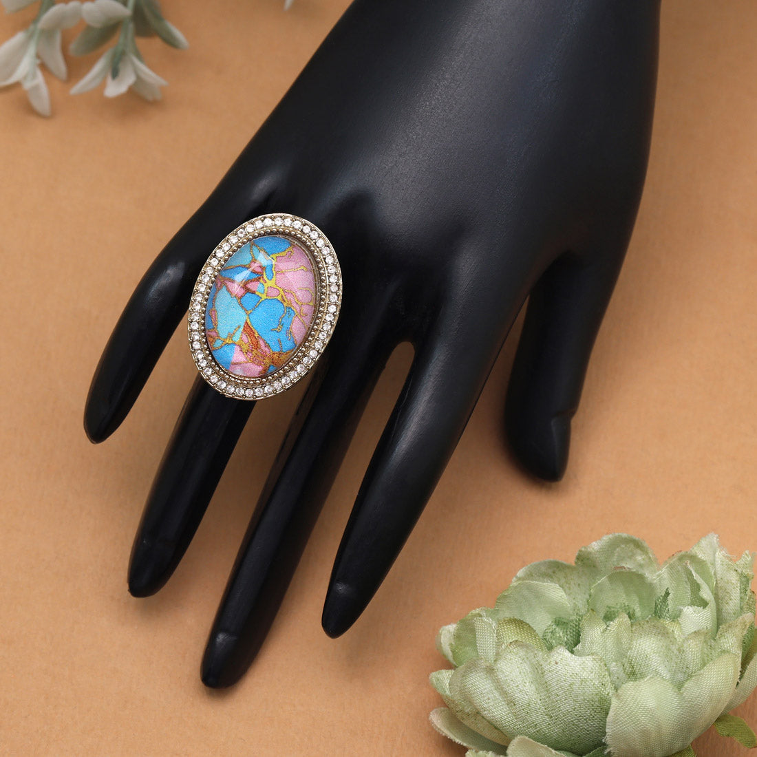 Cool Firozi Color Kundan Ring For Women Jewellery GetGlit
