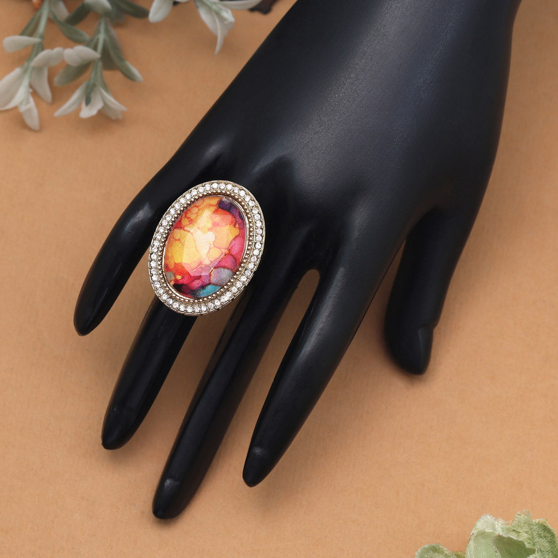 Festive Multi Color Kundan Ring For Women Jewellery GetGlit