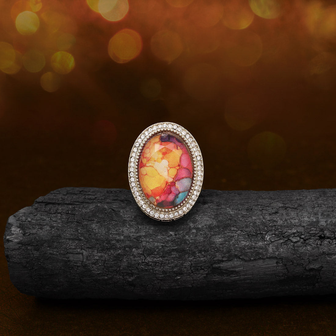 Festive Multi Color Kundan Ring For Women Jewellery GetGlit