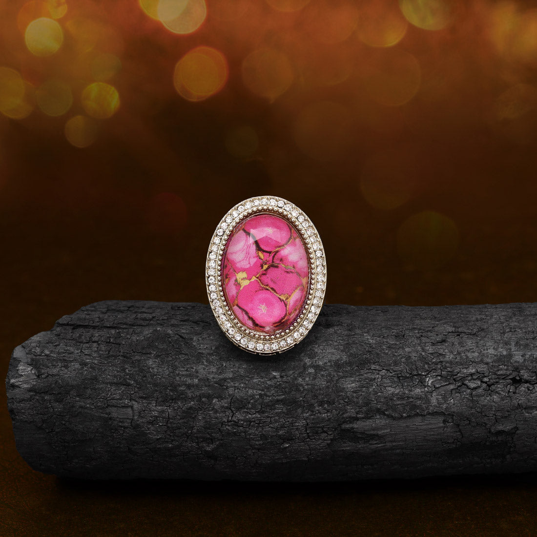 Blush Pink Color Kundan Ring For Women Jewellery GetGlit