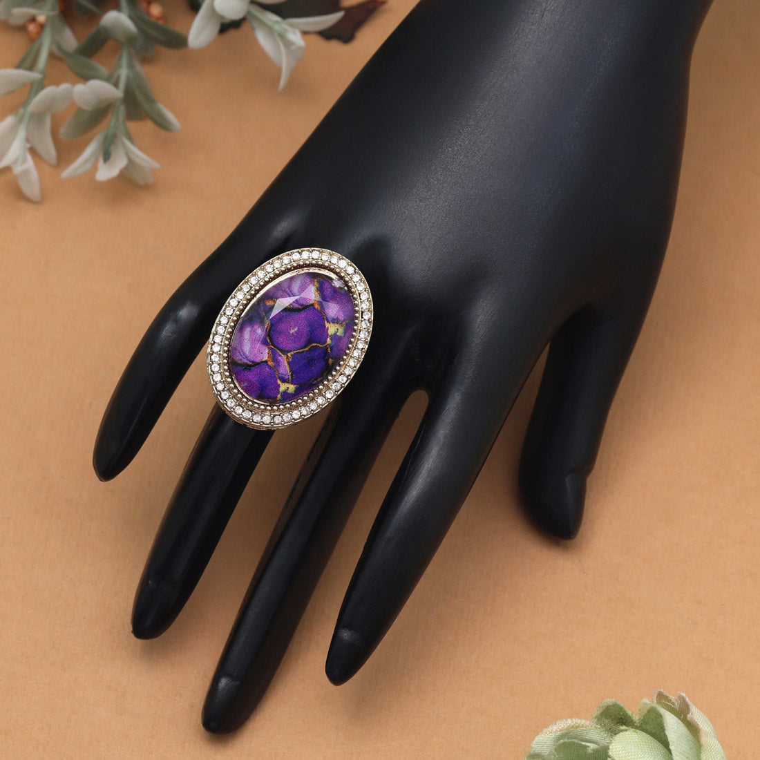 Majestic Purple Color Kundan Ring For Women Jewellery GetGlit