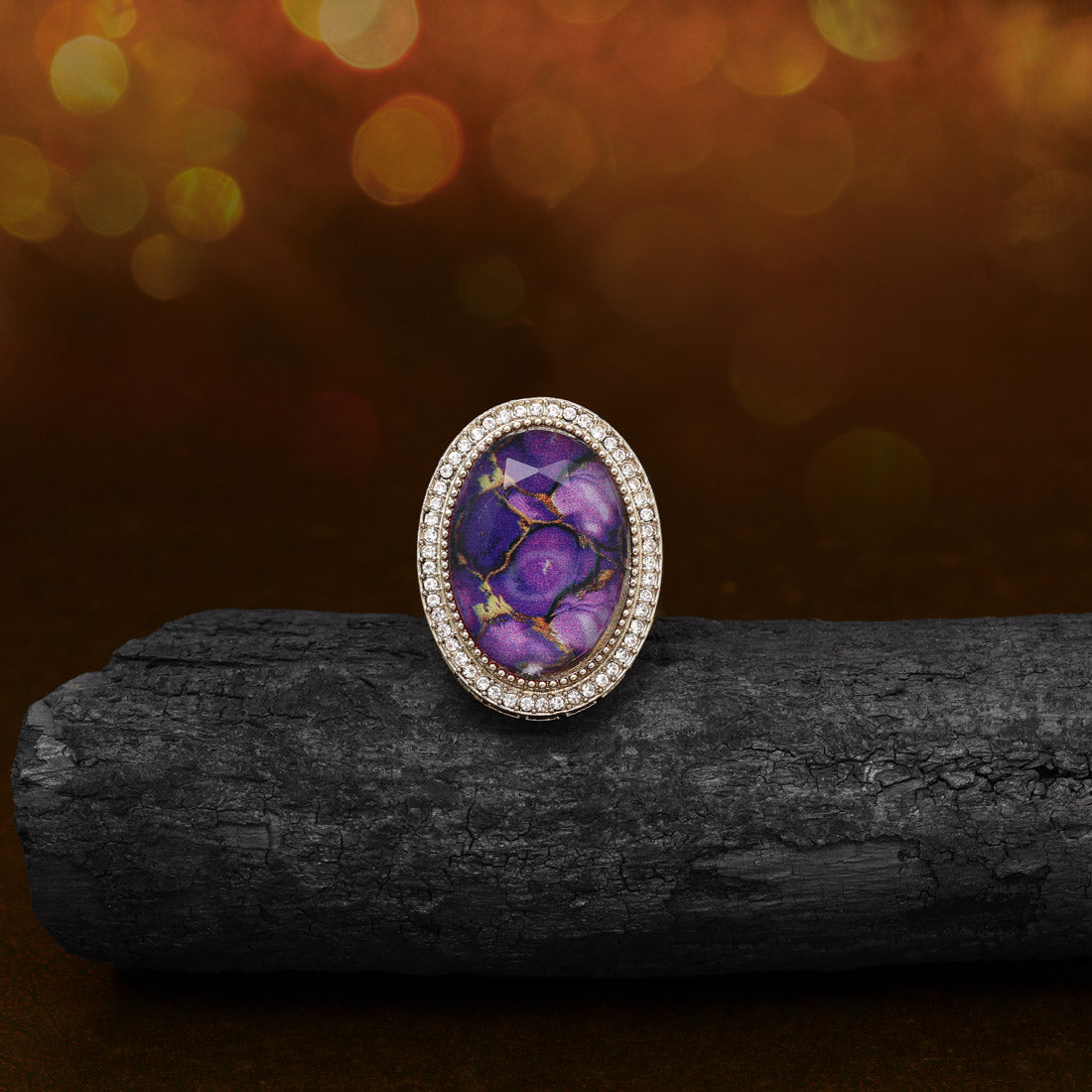 Majestic Purple Color Kundan Ring For Women Jewellery GetGlit