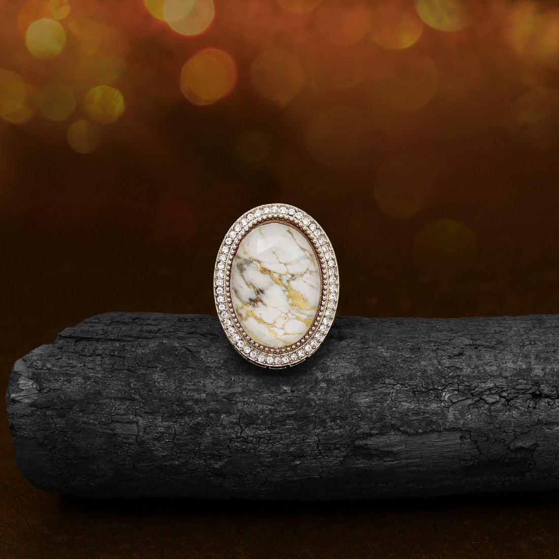 Snowy White Color Kundan Ring For Women Jewellery GetGlit