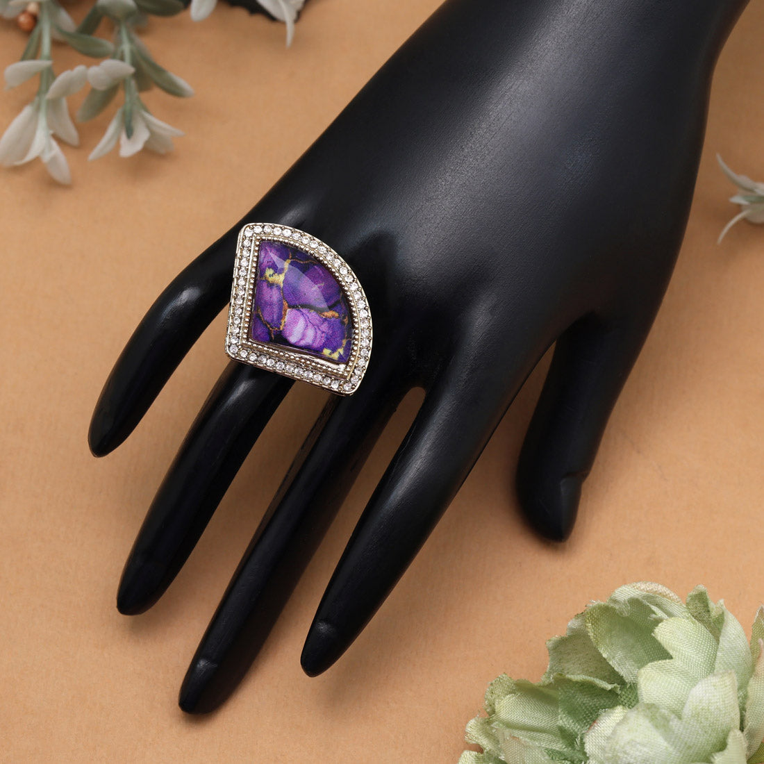 Royal Purple Color Kundan Ring For Women Jewellery GetGlit