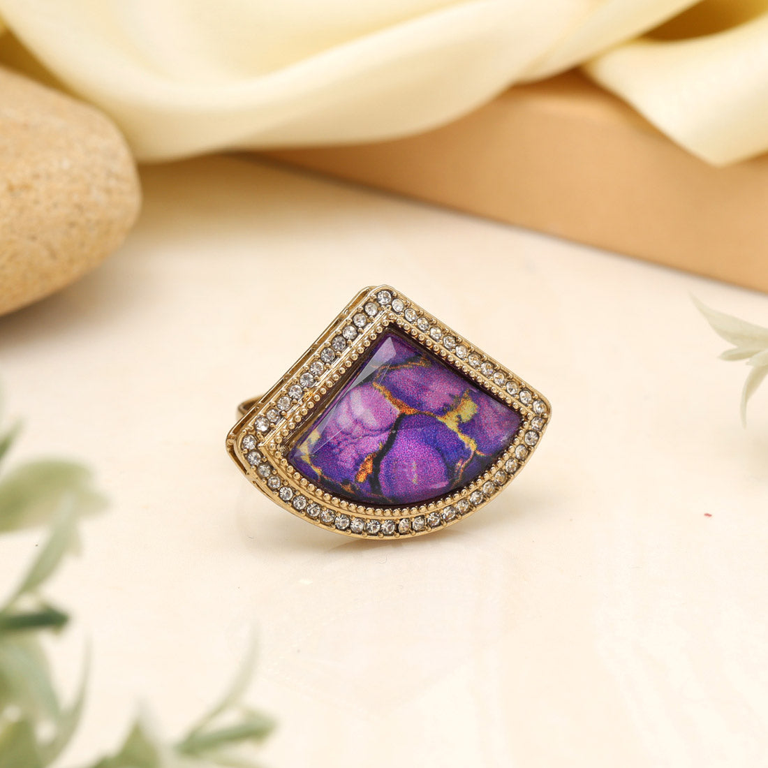 Royal Purple Color Kundan Ring For Women Jewellery GetGlit