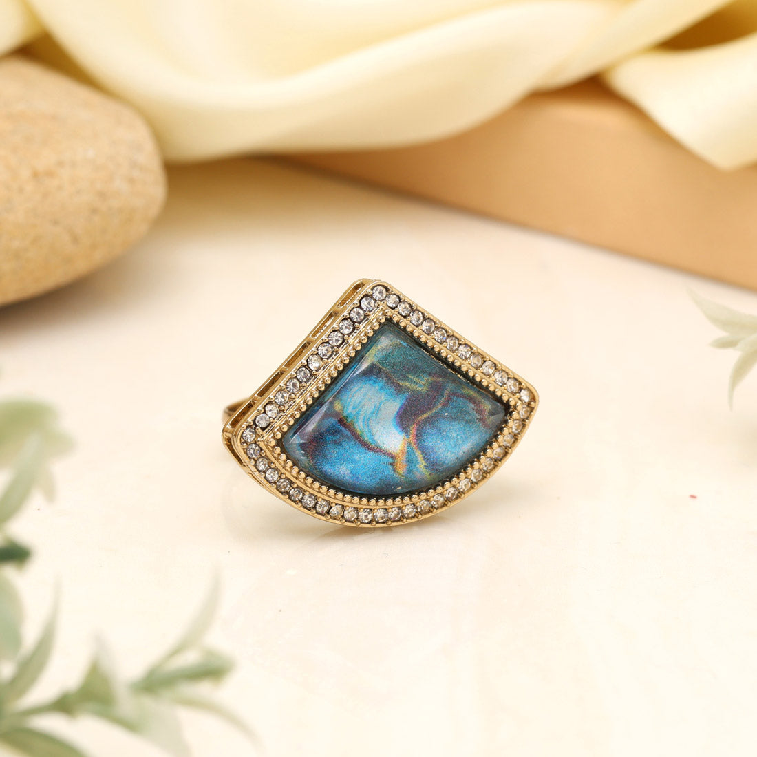 Serene Turquoise Blue Color Kundan Ring For Women Jewellery GetGlit