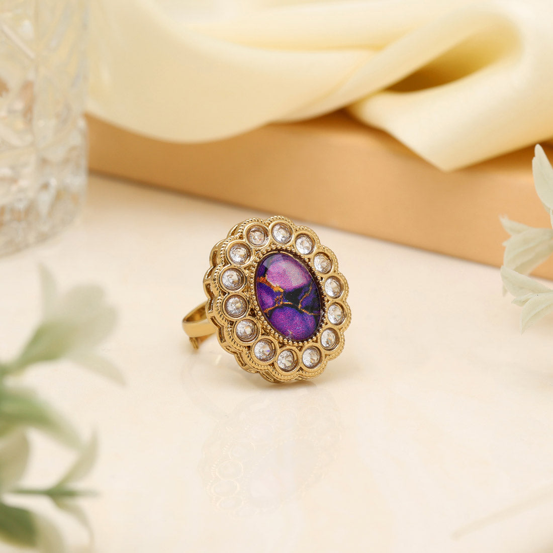 Mystical Purple Color Kundan Ring For Women Jewellery GetGlit