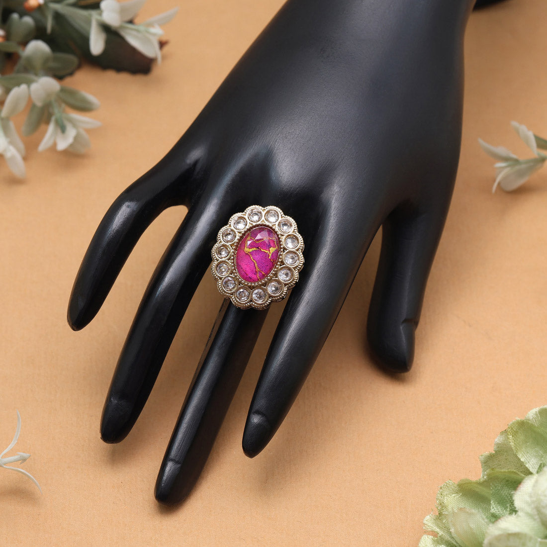 Bright Rani Color Kundan Ring For Women Jewellery GetGlit