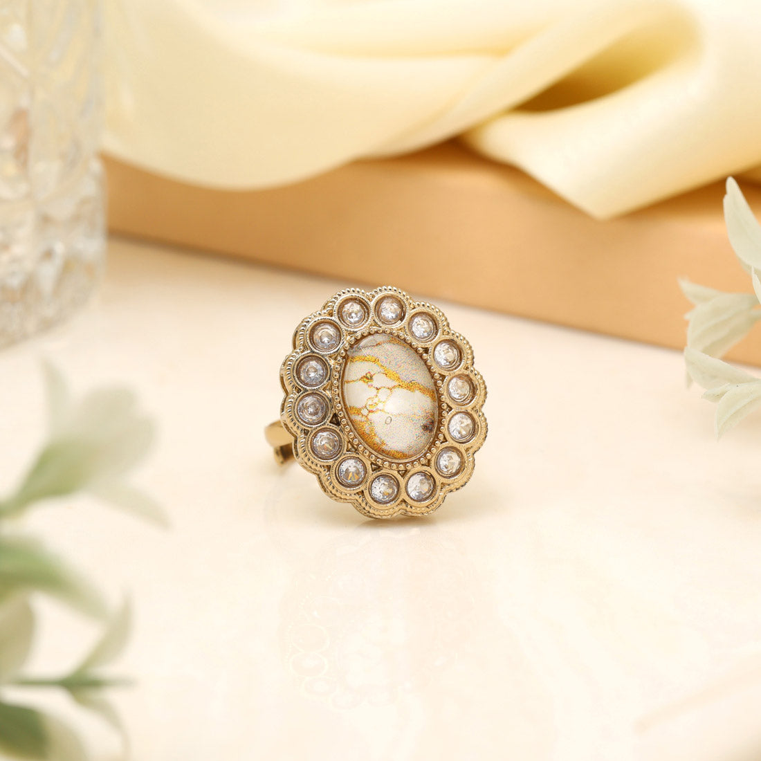 Ivory White Color Kundan Ring For Women Jewellery GetGlit