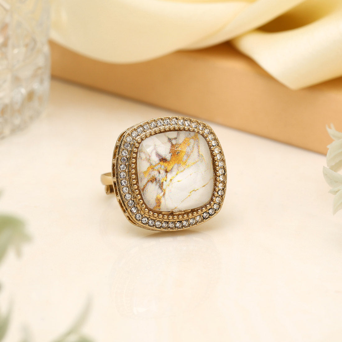 Snow White Color Kundan Ring For Women Jewellery GetGlit