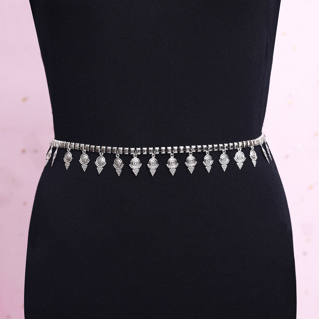 Silver Color Oxidised Kamarband (KMBND513SLV) Jewellery GetGlit