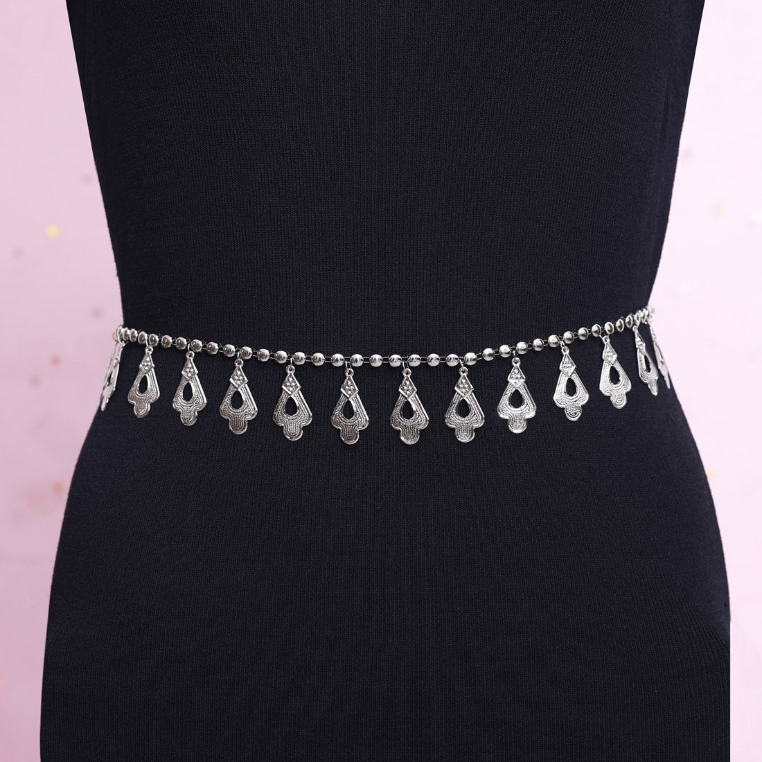 Silver Color Oxidised Kamarband (KMBND520SLV) Jewellery GetGlit