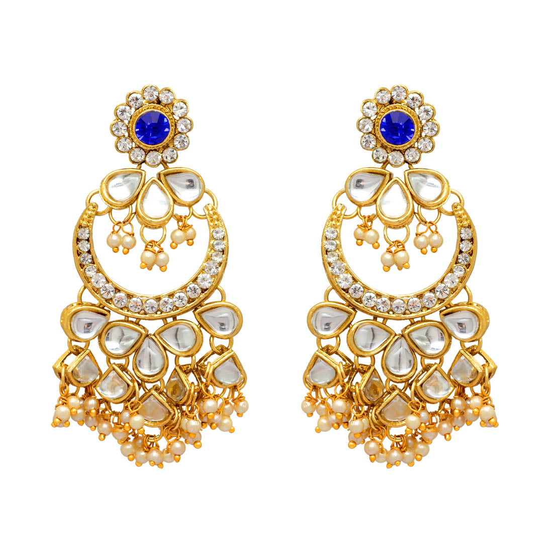 Blue Color Kundan Necklace With Earring & Maang Tikka Jewellery GetGlit