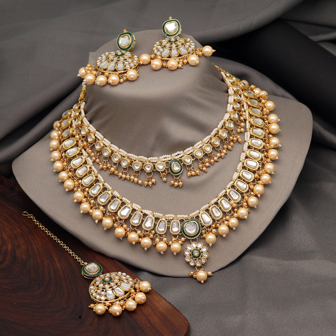 Gold Color Kundan Necklace Set Jewellery GetGlit