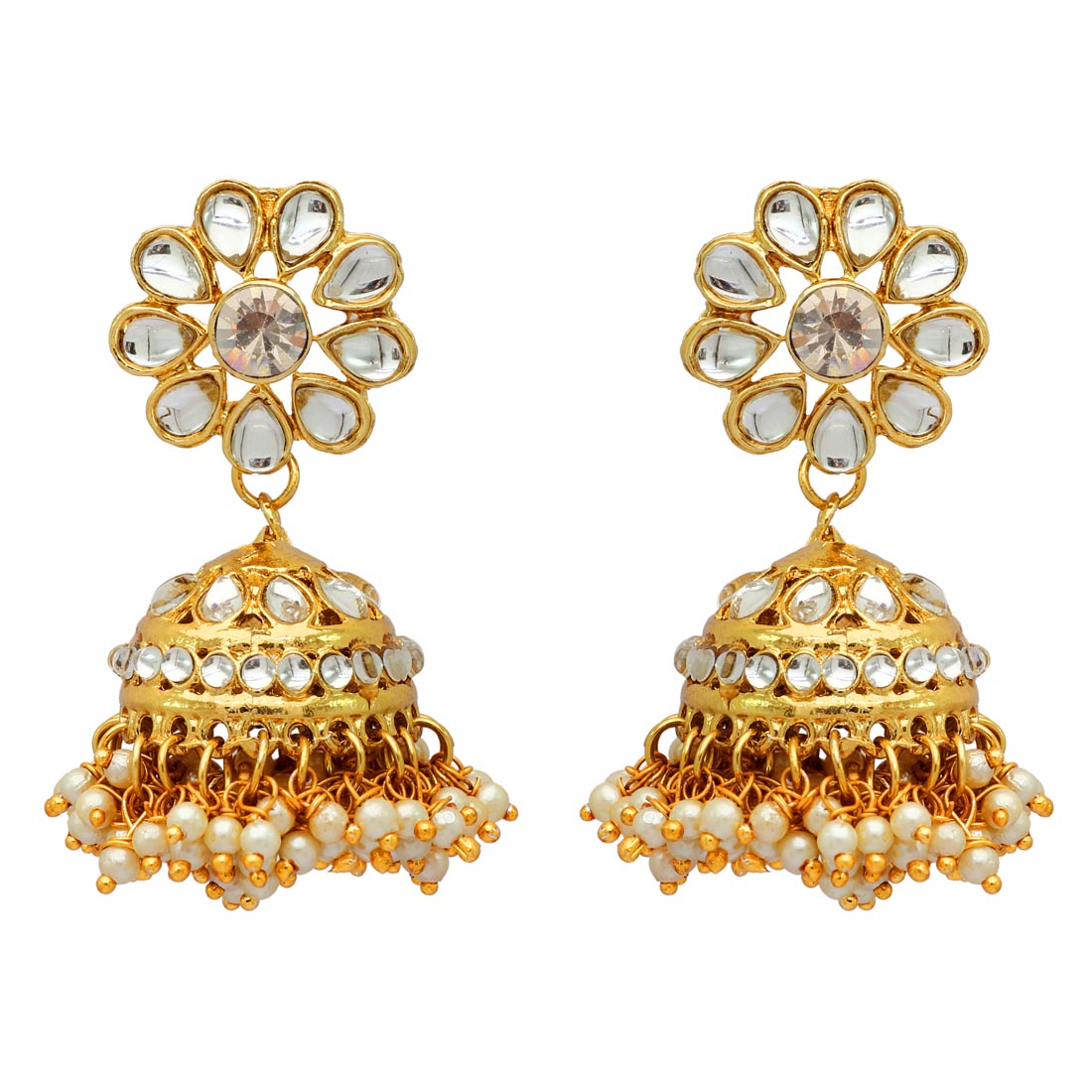 White Color Choker Kundan Necklace With Earring Jewellery GetGlit