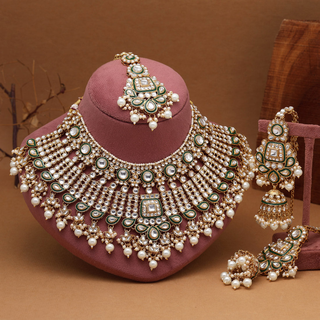 White Color Meena Work Kundan Necklace Set (KN1454WHT) Jewellery GetGlit