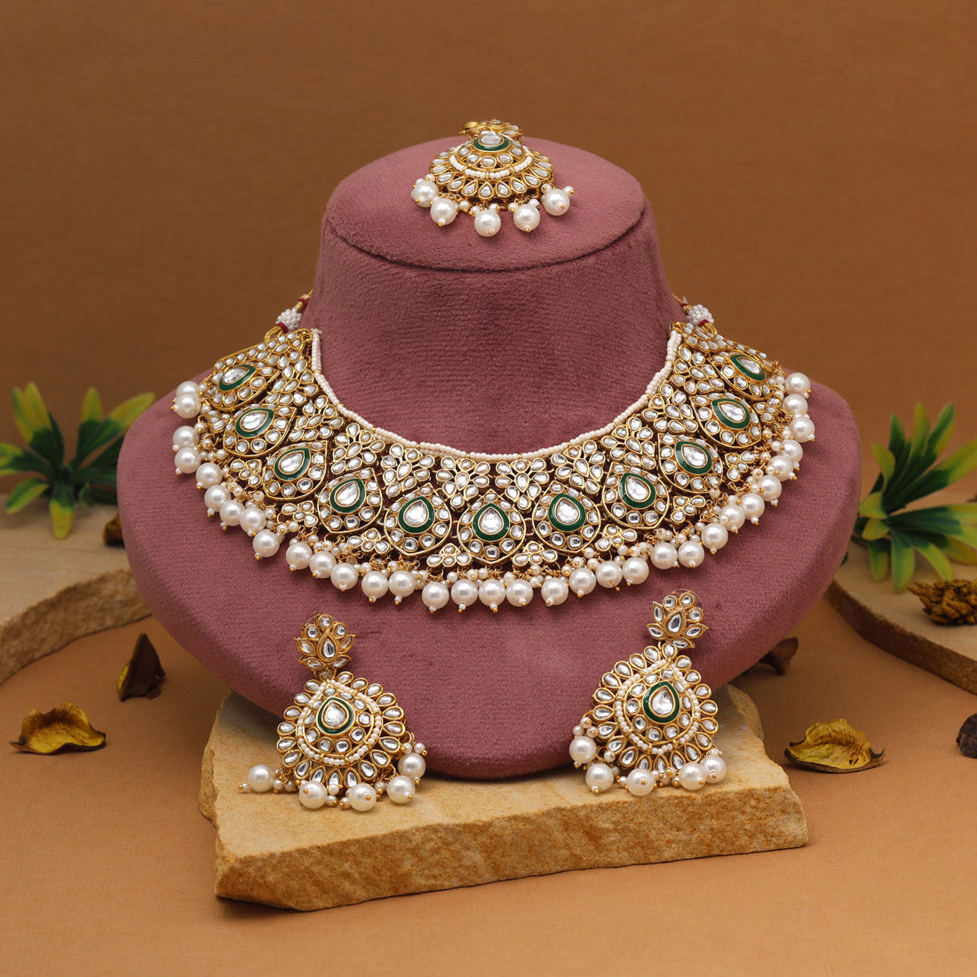 Pure White Color Kundan Necklace Set Jewellery GetGlit