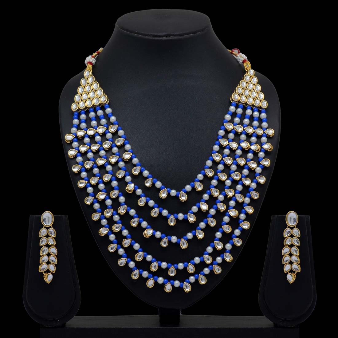 Blue Color Kundan Necklace Set Jewellery GetGlit