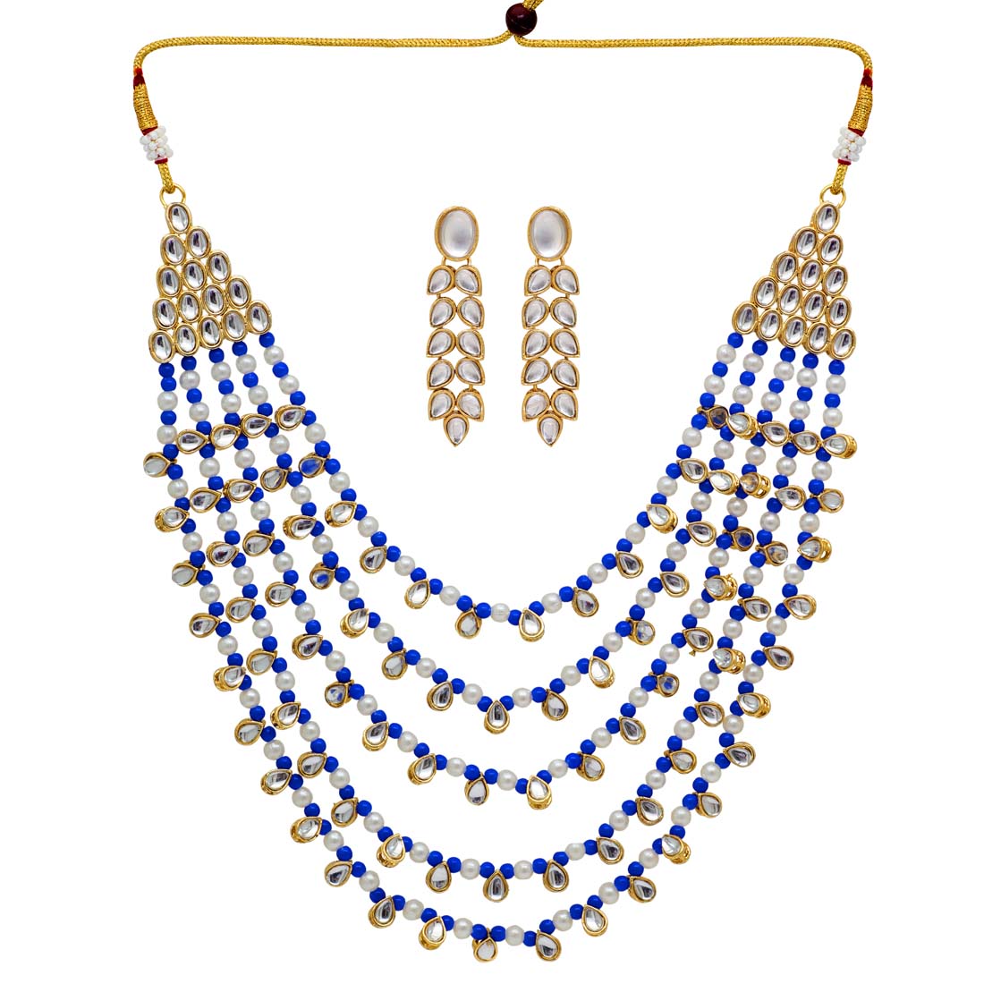 Blue Color Kundan Necklace Set Jewellery GetGlit