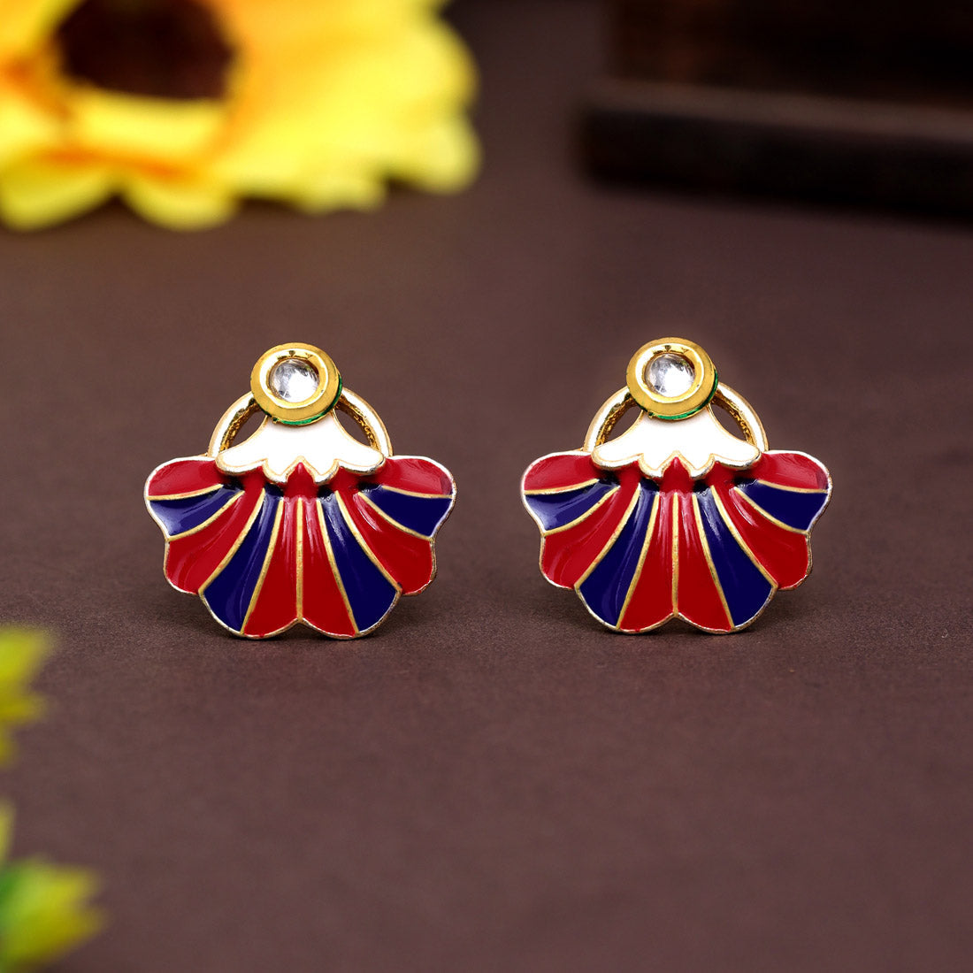 Maroon Color Meenakari Earrings Jewellery GetGlit